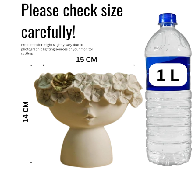 Kawai Homes Face Vase Cute Abstract Queen White Aesthetic Resin Ceramic Finish Flower Vase for Home Decor and Living Room Dining Table Decoration (White Queen)