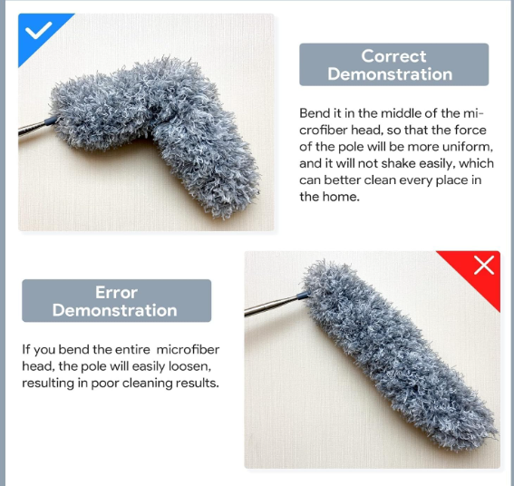 Hallstatt 2025 Upgraded Long Handle Microfiber Feather Fan Ceiling Duster for Dust Cleaning with extendable Pole 100 Inch with Anti Scratch Bendable Brush for Cleaning High roof Cobweb Stick | Grey